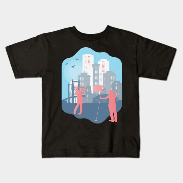 Golfer, Urban, Lifestyle & city Kids T-Shirt by GreenOptix